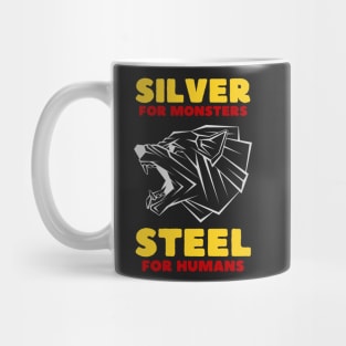 Snarling Wolf - Silver for Monsters - Steel for Humans - Colors - Fantasy Mug